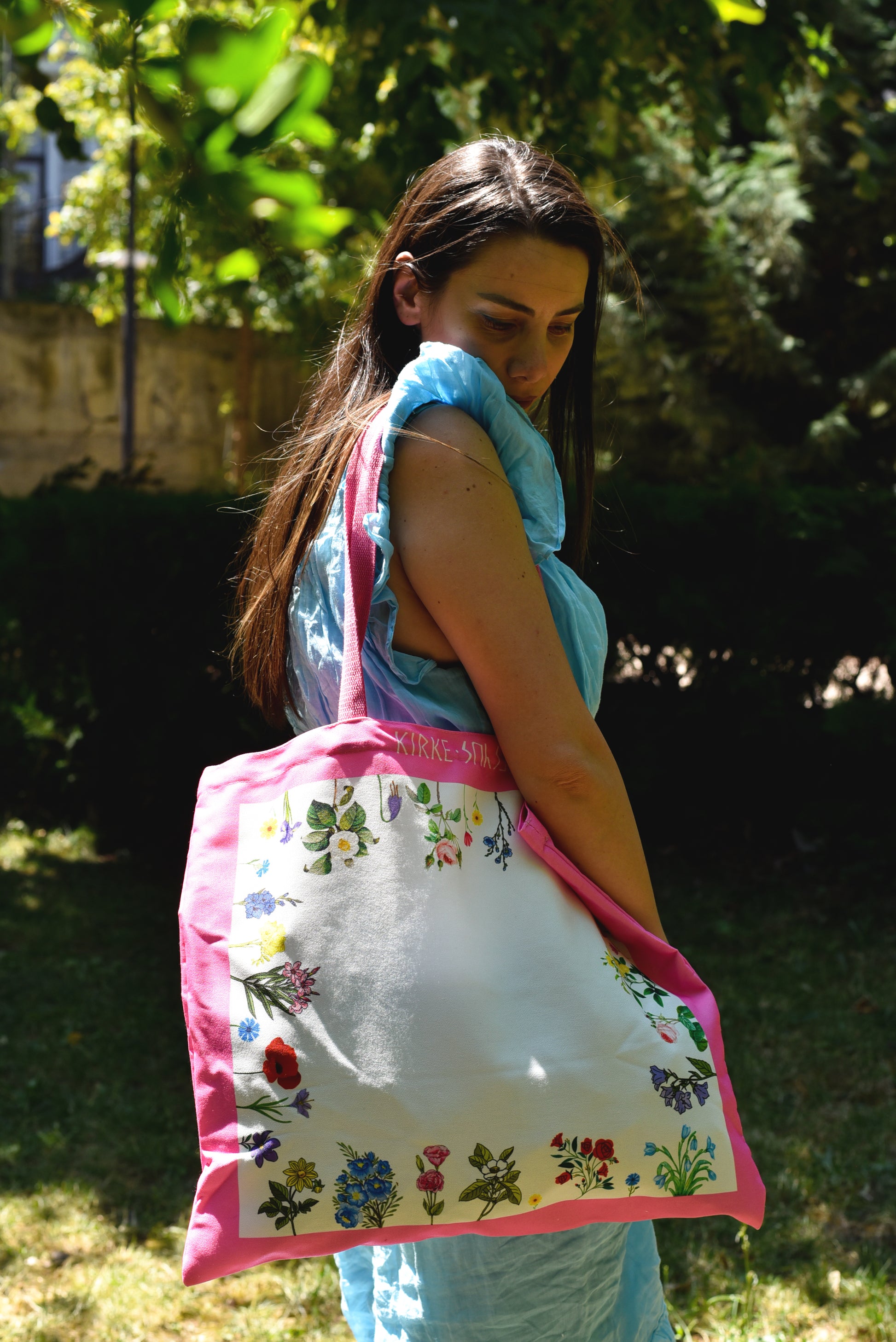 Kirke’s Garden of Flowers floral canvas tote bag