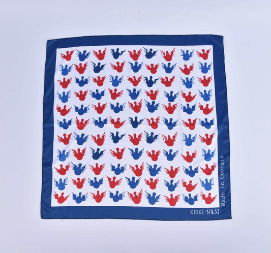 კირკეს აბრეშუმის შარფი „ფერადი ანგელოზები“ – სრული ხედით.