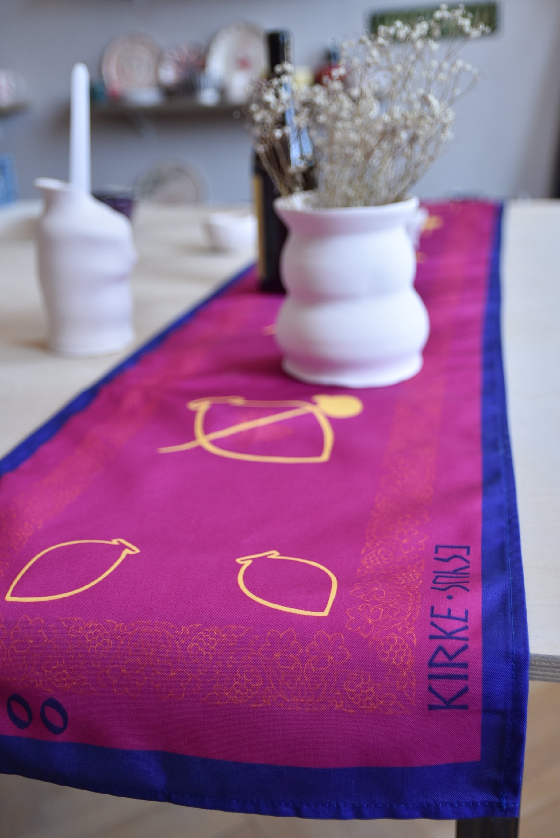 Saperavi table runner by Kirke – elegant Georgian home decor inspired by deep red Saperavi wine
